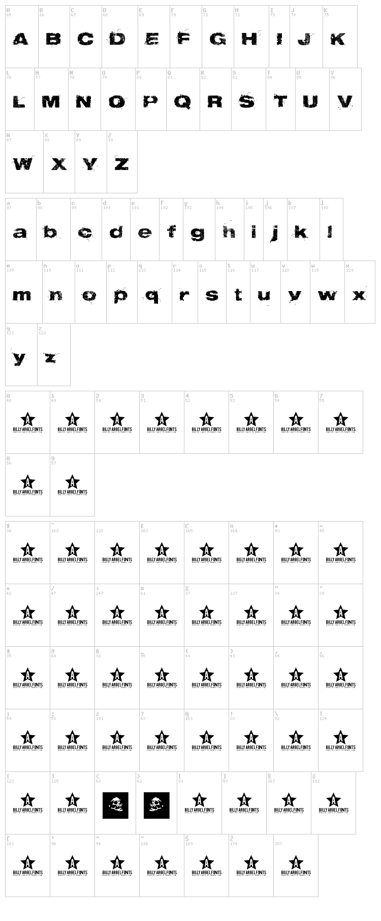 Tabu font map